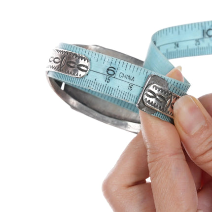 6.5" c1940's Navajo silver cuff bracelet w/three large turquoise - Estate Fresh Austin