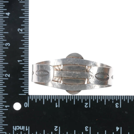 6.5" c1940's Navajo sterling petrified wood cuff bracelet - Estate Fresh Austin