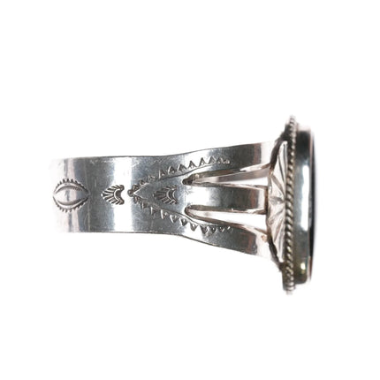 6.5" c1940's Navajo sterling petrified wood cuff bracelet - Estate Fresh Austin