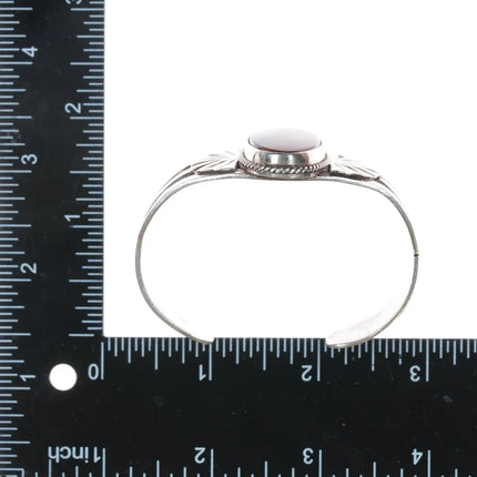 6.5" c1940's Navajo sterling petrified wood cuff bracelet - Estate Fresh Austin