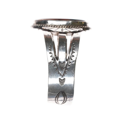 6.5" c1940's Navajo sterling petrified wood cuff bracelet - Estate Fresh Austin