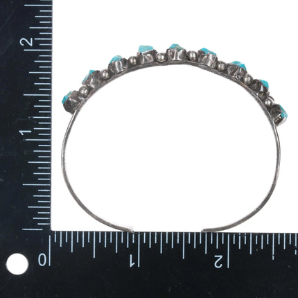 6.5" c1940's Zuni sterling carved turquoise row cuff bracelet b - Estate Fresh Austin