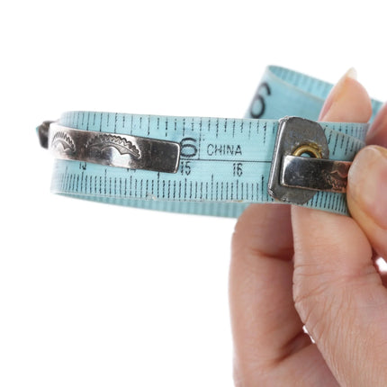 6.5" c1940's Zuni sterling carved turquoise row cuff bracelet b - Estate Fresh Austin