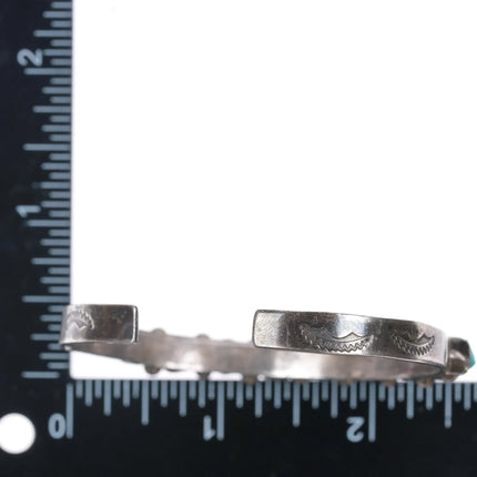 6.5" c1940's Zuni sterling carved turquoise row cuff bracelet b - Estate Fresh Austin