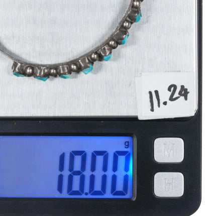 6.5" c1940's Zuni sterling carved turquoise row cuff bracelet b - Estate Fresh Austin