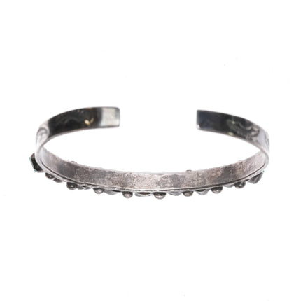 6.5" c1940's Zuni sterling carved turquoise row cuff bracelet b - Estate Fresh Austin