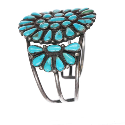 6.5" c1940's Zuni sterling turquoise cluster cuff bracelet - Estate Fresh Austin