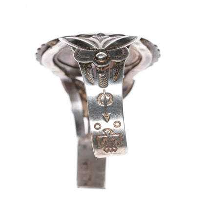 6.5" c1950's Bell Trading Post Navajo Curio sterling green turquoise cuff bracelet - Estate Fresh Austin