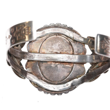 6.5" c1950's Bell Trading Post Navajo Curio sterling green turquoise cuff bracelet - Estate Fresh Austin