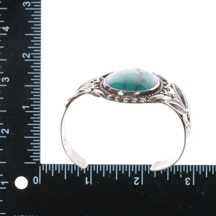 6.5" c1950's Bell Trading Post Navajo Curio sterling green turquoise cuff bracelet - Estate Fresh Austin