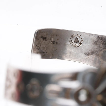 6.5" c1950's Bell Trading Post Navajo Curio sterling green turquoise cuff bracelet - Estate Fresh Austin