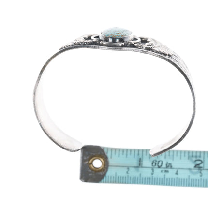 6.5" c1950's Navajo Curio silver and turquoise cuff bracelet - Estate Fresh Austin