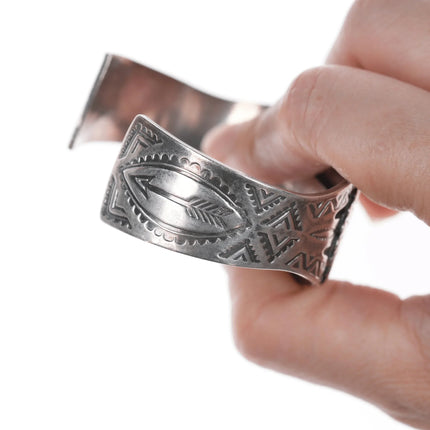 6.5" c1950's Navajo Curio silver and turquoise cuff bracelet - Estate Fresh Austin