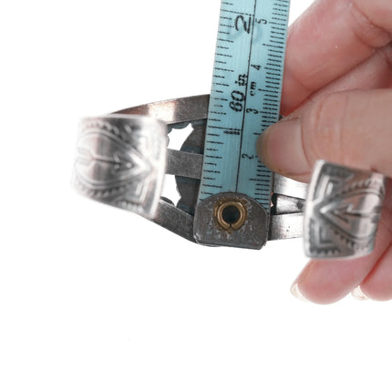 6.5" c1950's Navajo Curio silver and turquoise cuff bracelet - Estate Fresh Austin