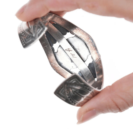 6.5" c1950's Navajo Curio silver and turquoise cuff bracelet - Estate Fresh Austin