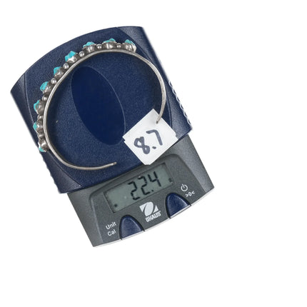 6.5" c1950's Zuni carved turquoise sterling row cuff bracelet - Estate Fresh Austin