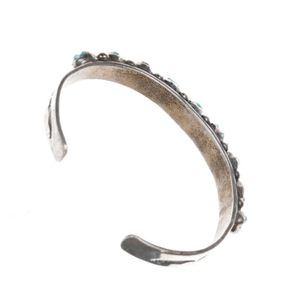 6.5" c1950's Zuni carved turquoise sterling row cuff bracelet - Estate Fresh Austin