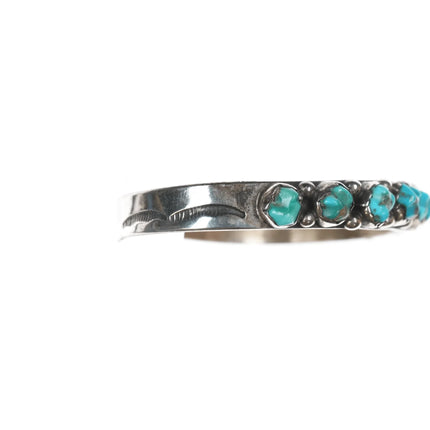 6.5" c1950's Zuni carved turquoise sterling row cuff bracelet - Estate Fresh Austin