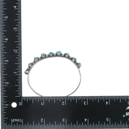 6.5" c1950's Zuni carved turquoise sterling row cuff bracelet - Estate Fresh Austin