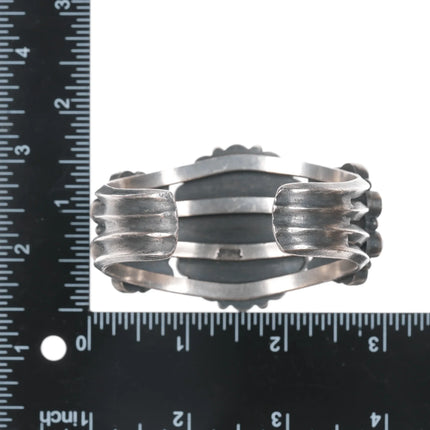 6.5" DB Heavy Native American sterling turquoise cluster cuff bracelet - Estate Fresh Austin