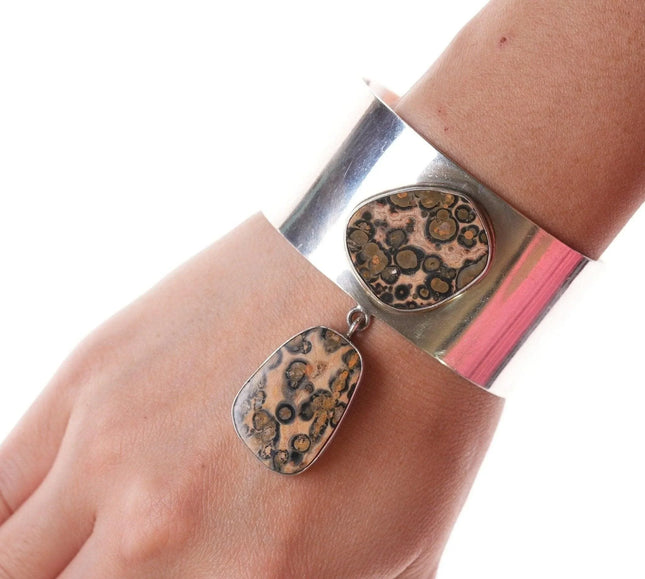 6.5" Eduardo Tijerina Modernist Sterling and Jasper bracelet - Estate Fresh Austin
