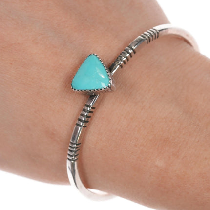 6.5" Fatoya Yazzie Navajo sterling and turquoise cuff bracelet - Estate Fresh Austin