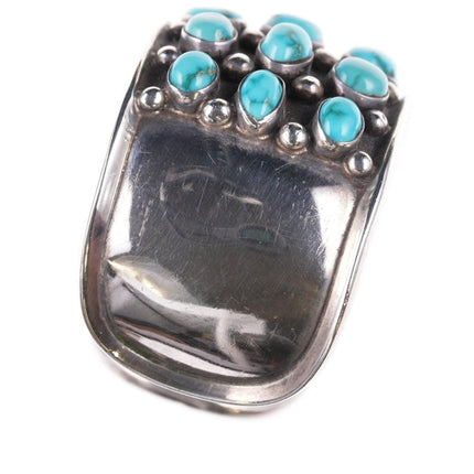 6.5" Fred Guerro (1934 - 2020) Navajo Modernist sterling turquoise cluster bracele - Estate Fresh Austin