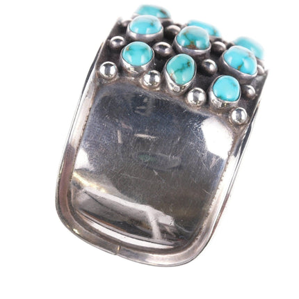 6.5" Fred Guerro (1934 - 2020) Navajo Modernist sterling turquoise cluster bracele - Estate Fresh Austin