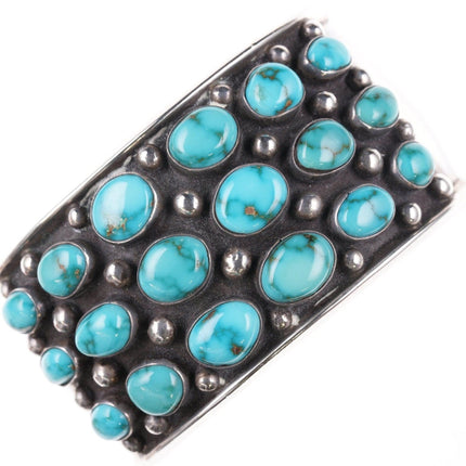 6.5" Fred Guerro (1934 - 2020) Navajo Modernist sterling turquoise cluster bracele - Estate Fresh Austin