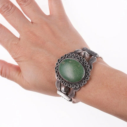 6.5" Fred Harvey Era Southwestern sterling and turquoise bracelet - Estate Fresh Austin