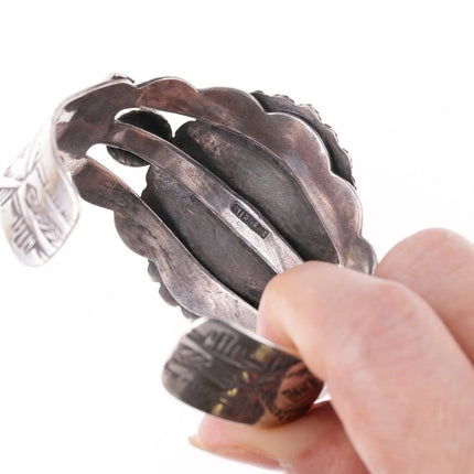 6.5" Fred Harvey Era Southwestern sterling and turquoise bracelet - Estate Fresh Austin