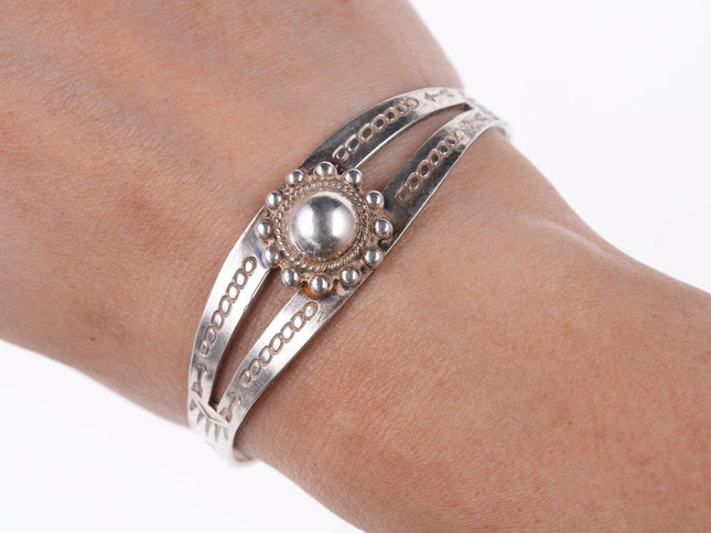 6.5" Fred Harvey Era Southwestern sterling silver bracelet - Estate Fresh Austin