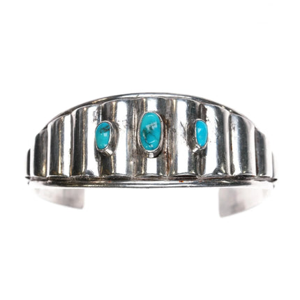 6.5" GBJ Vintage Native American sterling cuff bracelet with turquoise - Estate Fresh Austin