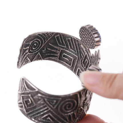 6.5" Harold Lovato (1954-1997) Kewa Tufa cast silver lapis cuff bracelet - Estate Fresh Austin