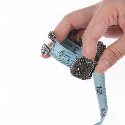 6.5" Harold Lovato (1954-1997) Kewa Tufa cast silver lapis cuff bracelet - Estate Fresh Austin