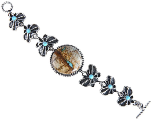 6.5" Harold Tahe Navajo Sterling/Turquoise Link bracelet - Estate Fresh Austin