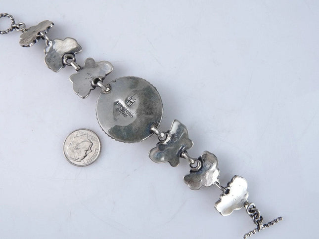 6.5" Harold Tahe Navajo Sterling/Turquoise Link bracelet - Estate Fresh Austin