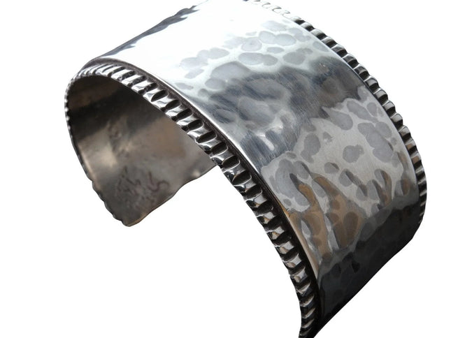 6.5" Heavy Southwestern Sterling Hand Hammered Artisan Cuff Bracelet SSD - Estate Fresh Austin