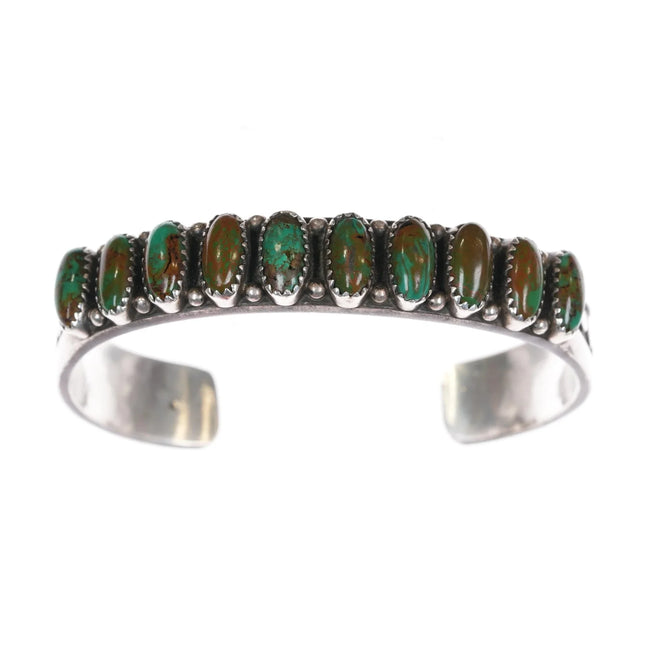 6.5" Hemerson Brown Navajo sterling cuff bracelet with Royston turquoise - Estate Fresh Austin