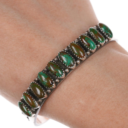 6.5" Hemerson Brown Navajo sterling cuff bracelet with Royston turquoise - Estate Fresh Austin
