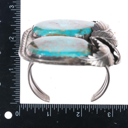 6.5" Huge 60's - 70's Nevada turquoise sterling cuff bracelet - Estate Fresh Austin