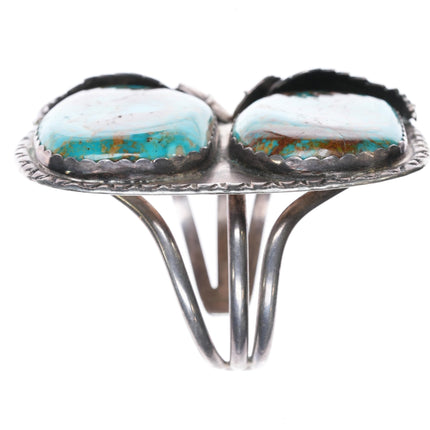 6.5" Huge 60's - 70's Nevada turquoise sterling cuff bracelet - Estate Fresh Austin