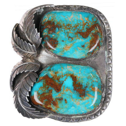 6.5" Huge 60's - 70's Nevada turquoise sterling cuff bracelet - Estate Fresh Austin