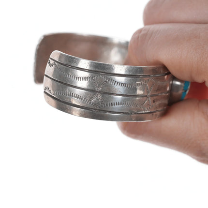 6.5" Johnson Navajo silver and turquoise cuff bracelet - Estate Fresh Austin