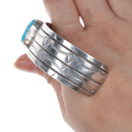 6.5" Johnson Navajo silver and turquoise cuff bracelet - Estate Fresh Austin