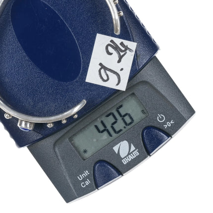 6.5" JT Otowi Native American sterling and lapis cuff bracelet - Estate Fresh Austin