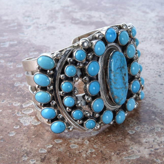6.5" Kathleen Chavez Navajo Sterling Sleeping Beauty Turquoise Cuff Bracelet - Estate Fresh Austin
