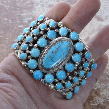 6.5" Kathleen Chavez Navajo Sterling Sleeping Beauty Turquoise Cuff Bracelet - Estate Fresh Austin