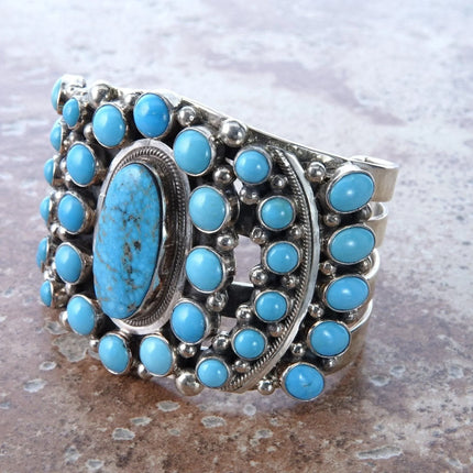 6.5" Kathleen Chavez Navajo Sterling Sleeping Beauty Turquoise Cuff Bracelet - Estate Fresh Austin