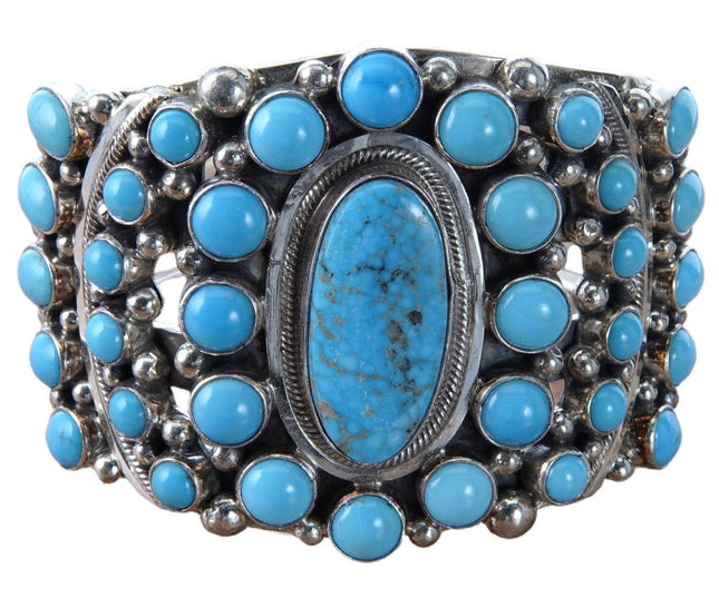 6.5" Kathleen Chavez Navajo Sterling Sleeping Beauty Turquoise Cuff Bracelet - Estate Fresh Austin